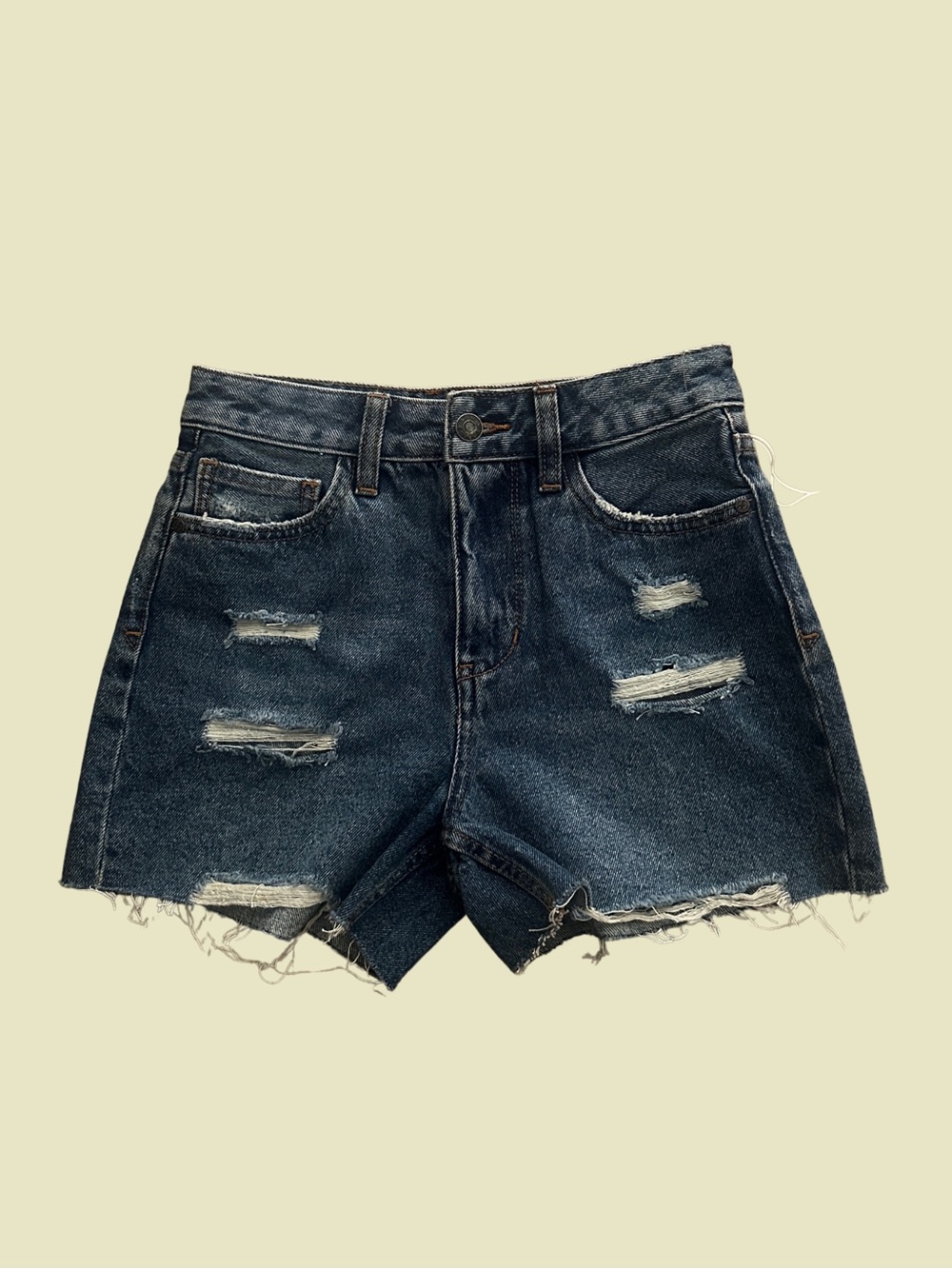 SAM EDELMAN Deep Blue Distressed Jean Shorts SIZE 00/24 Classic Walking Medium